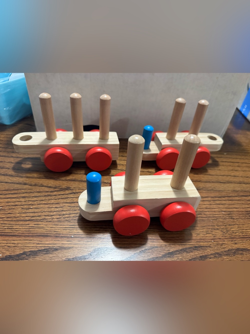 Melissa & doug Wooden Stacking Toy Train - Blue & Red